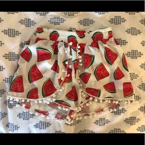 Super cute watermelon shorts with Pom Poms 🍉